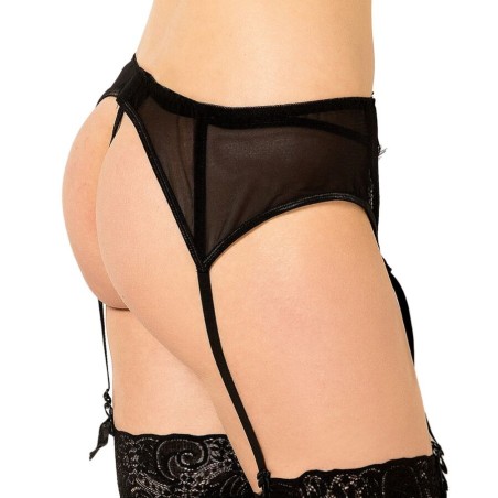 Eros Temptation|STRING AVEC JARRETIÈRE EN DENTELLE NOIRE S/M|Lingerie