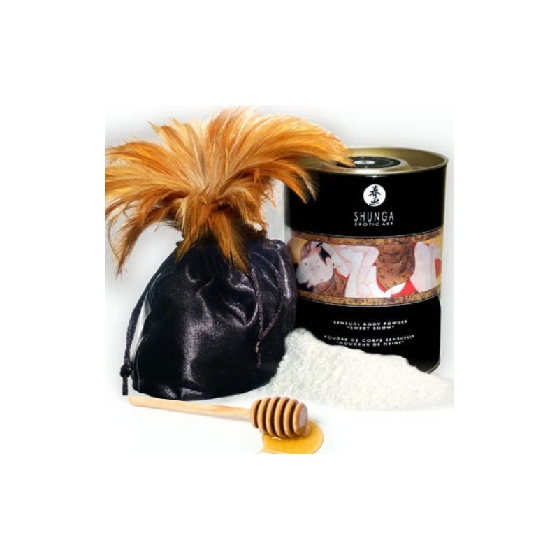 Poudres Corporelles Shunga Sweet Snow Miel 228g dans un contenant élégant